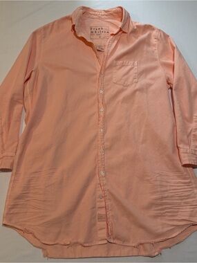 Frank & Eileen Peach Long Sleeve Button-Up Shirt Dress famous soft denim